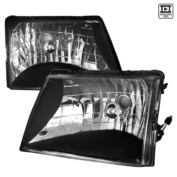 Spec-D Tuning 98-01 Ford Ranger Euro Headlight Black Housing LH-RAN98JM-ABM - main